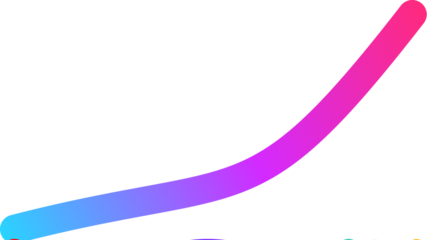 Abstract visual representation of an upward trending J-curve with a colorful gradient.