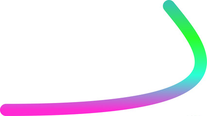 A vibrant gradient curved line transitioning from pink through blue to green on a white background.