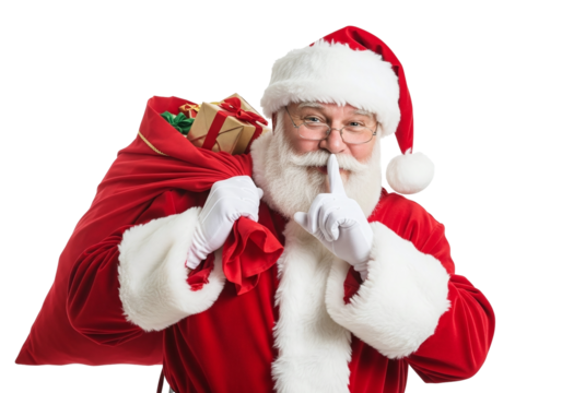 Santa Claus with a Secret and a Sack Full of Gifts - Powered by Adobe
