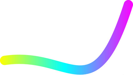 A vibrant, flowing checkmark-shaped line with a smooth rainbow gradient on a plain white background.