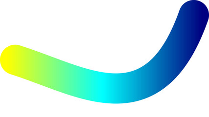 Vibrant gradient curved shape transitioning from yellow through green to deep blue.
