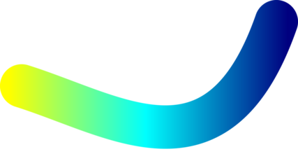 Vibrant gradient curved shape transitioning from yellow through green to deep blue.