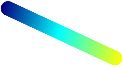 A diagonal rounded bar with a smooth gradient from blue to cyan to yellow-green on a white background.