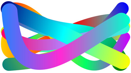 Abstract intertwined colorful gradient tubes on a white background.