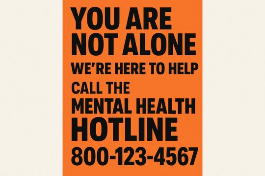 Mental health hotline poster with a message of support and a phone number.