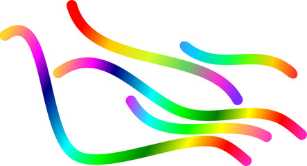 Abstract flowing wavy lines with a vibrant rainbow color gradient on a white background.