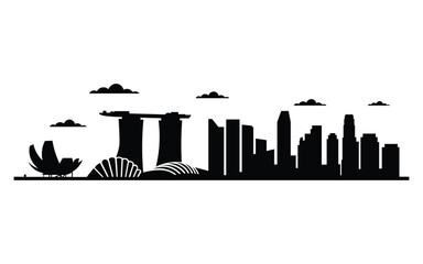 Singapore city skyline silhouette isolated on white background