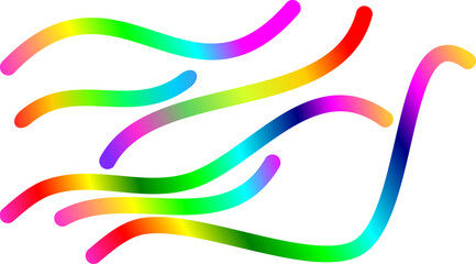 Abstract wavy lines with a vibrant rainbow color gradient on a white background.