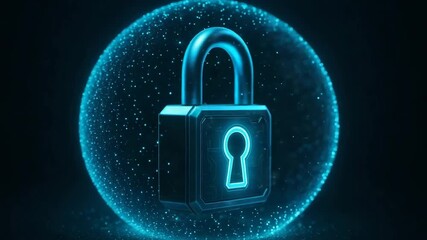 A glowing digital padlock inside a bubble, symbolizing online security and data protection in a virtual environment. - Powered by Adobe
