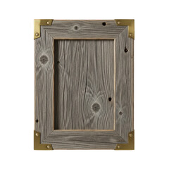 Weathered wood frame rear side with brass hardware and center panel