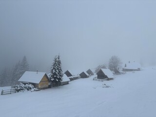 Velika planina in Slovenia, winter landscape