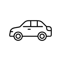 Fototapeta premium Simple line drawing of car icon on white background 