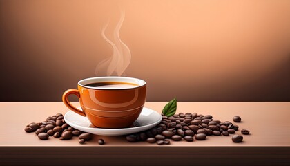 Obraz premium Flat Design Coffee Shop Simple Coffee Cup Beans