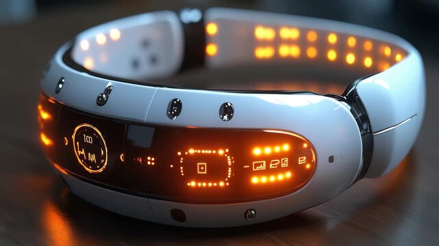 Innovative wearable technology with glowing indicators suitable for fitness tracking and health monitoring activity