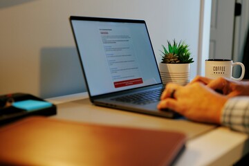 Middle-Aged Man Taking Employee Assistance Plan Web Application Assessment - Emplorer Covered Health Insurance EAP Quiz Concept