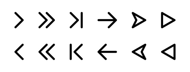 Arrow icons set, thin line navigation arrows in multiple directions, Vector illustration.