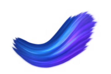 Abstract blue and purple paint brush stroke creating a wave of vibrant color and fluid movement on transparent background