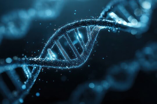 Genetic Research Concept: Blue Light DNA Structure Image