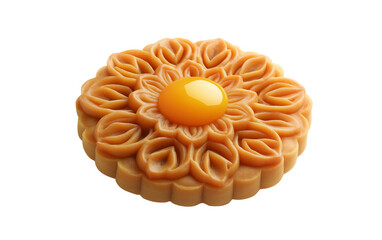 Traditional Chinese mooncake featuring intricate lotus patterns and delicate craftsmanship for festive celebrations isolated on transparent background PNG