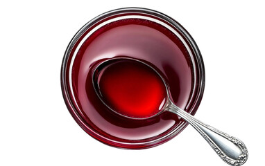 Homemade cranberry relish displayed in a clear glass dish highlighting rich red color and texture isolated on transparent background PNG