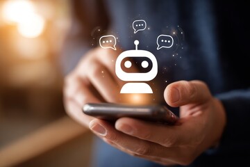 Business Person Using AI Chat Bot for Customer Service
