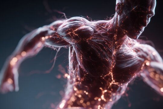 Futuristic Body Activity Concept: Glowing Neural Pathways