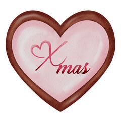 Christmas heart cookie with a soft handwritten message — a sweet accent for seasonal designs.