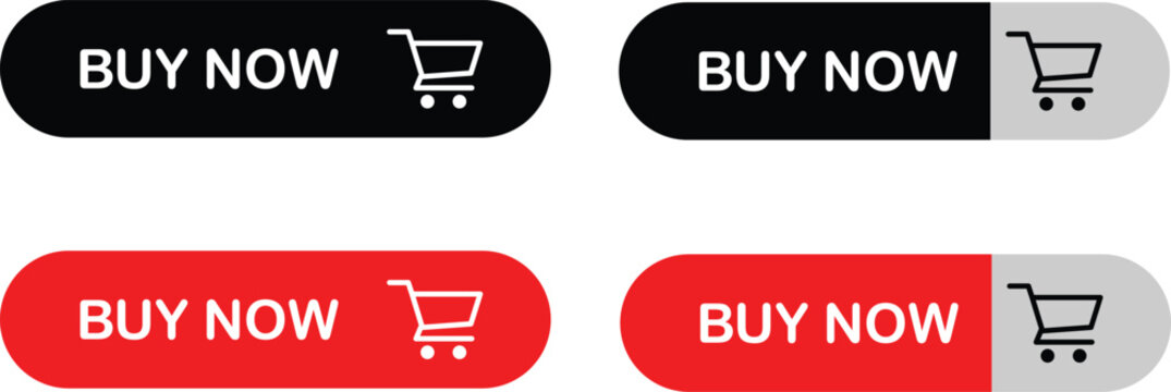 Buy now button with shopping cart icon vector.