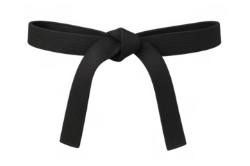Black belt representing expertise, master rank, and achievement in martial arts like karate or judo, tied and ready for action