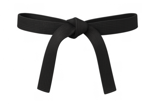 Black belt representing expertise, master rank, and achievement in martial arts like karate or judo, tied and ready for action - Powered by Adobe