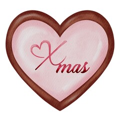 Christmas heart cookie with a soft handwritten message — a sweet accent for seasonal designs.