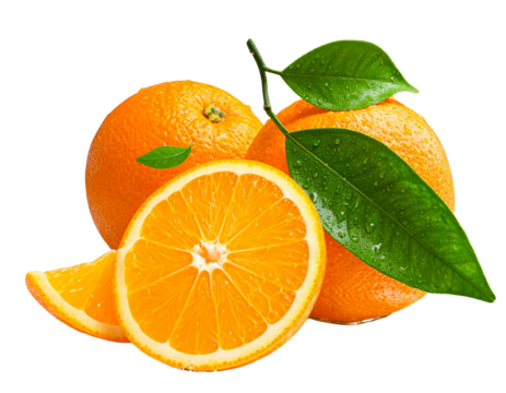 Floating Oranges in Mid-Air Splash, Artistic Composition, Transparent Background