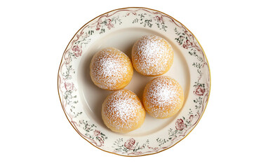 Homemade sufganiyot with rich jelly center and powdered sugar perfect for festive occasions isolated on transparent background PNG