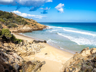 Cala del Morto Beach near Chia Tower in Sardinia island
