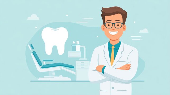 Smiling male dentist in a modern dental clinic