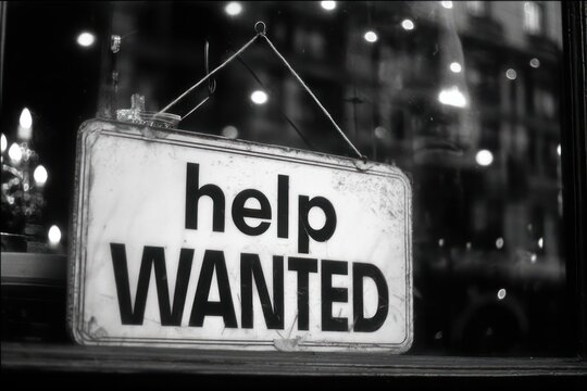 Help Wanted Sign on Storefront for Job Openings