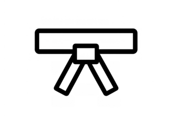 Black belt flat icon with transparent background, symbolizing martial arts grade, skill level, and success