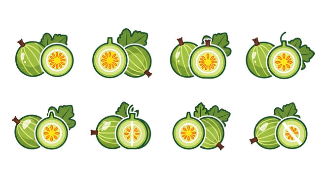 a vibrant collection of cucamelon illustrations presents both whole and sliced fruit arrangements perfect for design projects on transparent background high quality professional