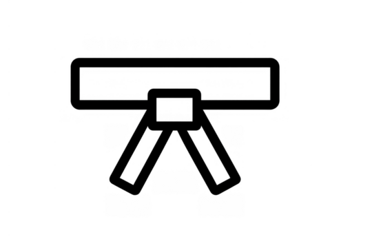 Black belt flat icon with transparent background, symbolizing martial arts grade, skill level, and success - Powered by Adobe