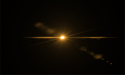 Golden light flare effect overlay bright sun star burst lens abstract background design asset