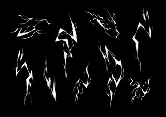 Lightning bolt vector collection set of realistic lightnings thunderbolt effect for design elements