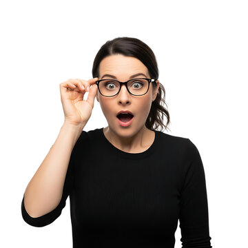 Surprised Reaction Woman in Studio