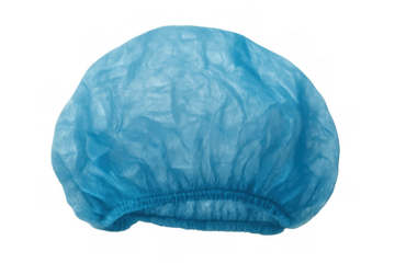 Blue disposable bouffant cap for medical, surgical, and food industry hygiene, preventing hair contamination