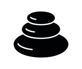 massage stones flat black solid vector illustration isolated on white background