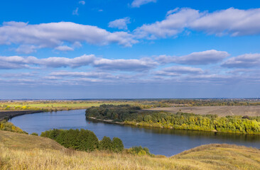 Beautiful river with a blue sky in the background