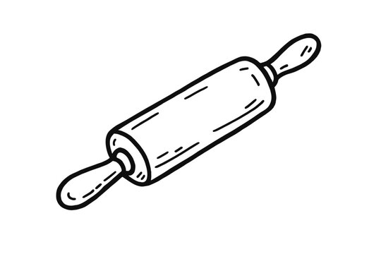 handdrawn cute doodle style rolling pin vector line illustration