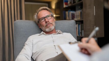 Man in therapy session discussing mental health with a therapist