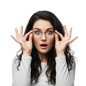 Woman in Shock Adjusting Glasses