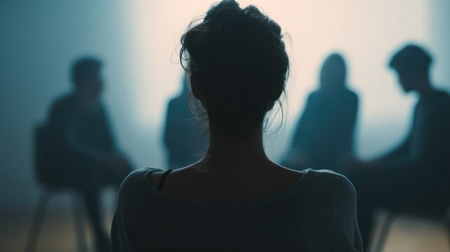 Adolescent Group Therapy in Circle Silhouette