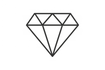 Diamond line art icon on a transparent background, symbolizing wealth, luxury, brilliance, and preciousness